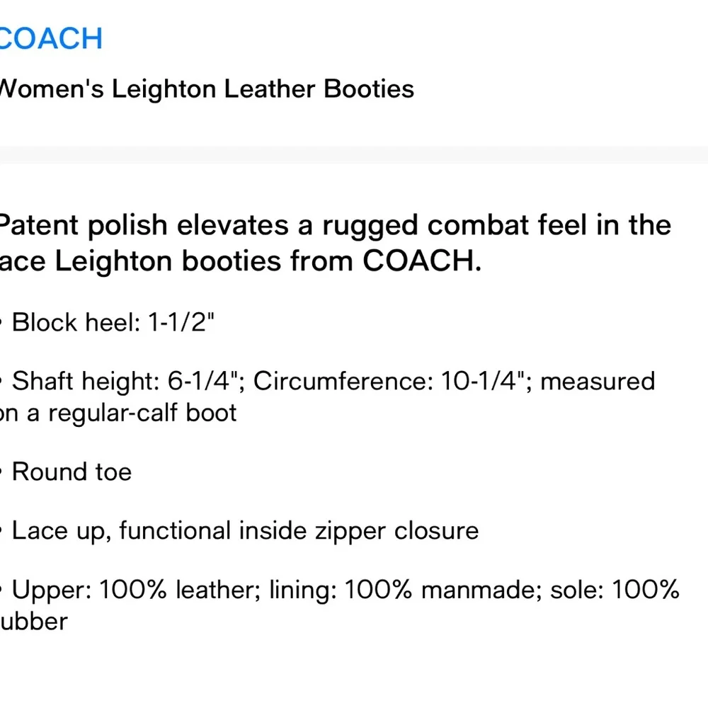 COACH Women's Leighton Leather Booties - Picture 10 of 12